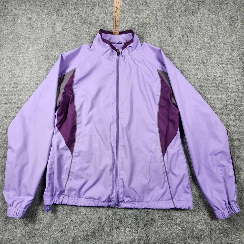 BCG Womens Purple Colorblock Full Zip‎ Windbreaker Jacket Size Medium RN098223